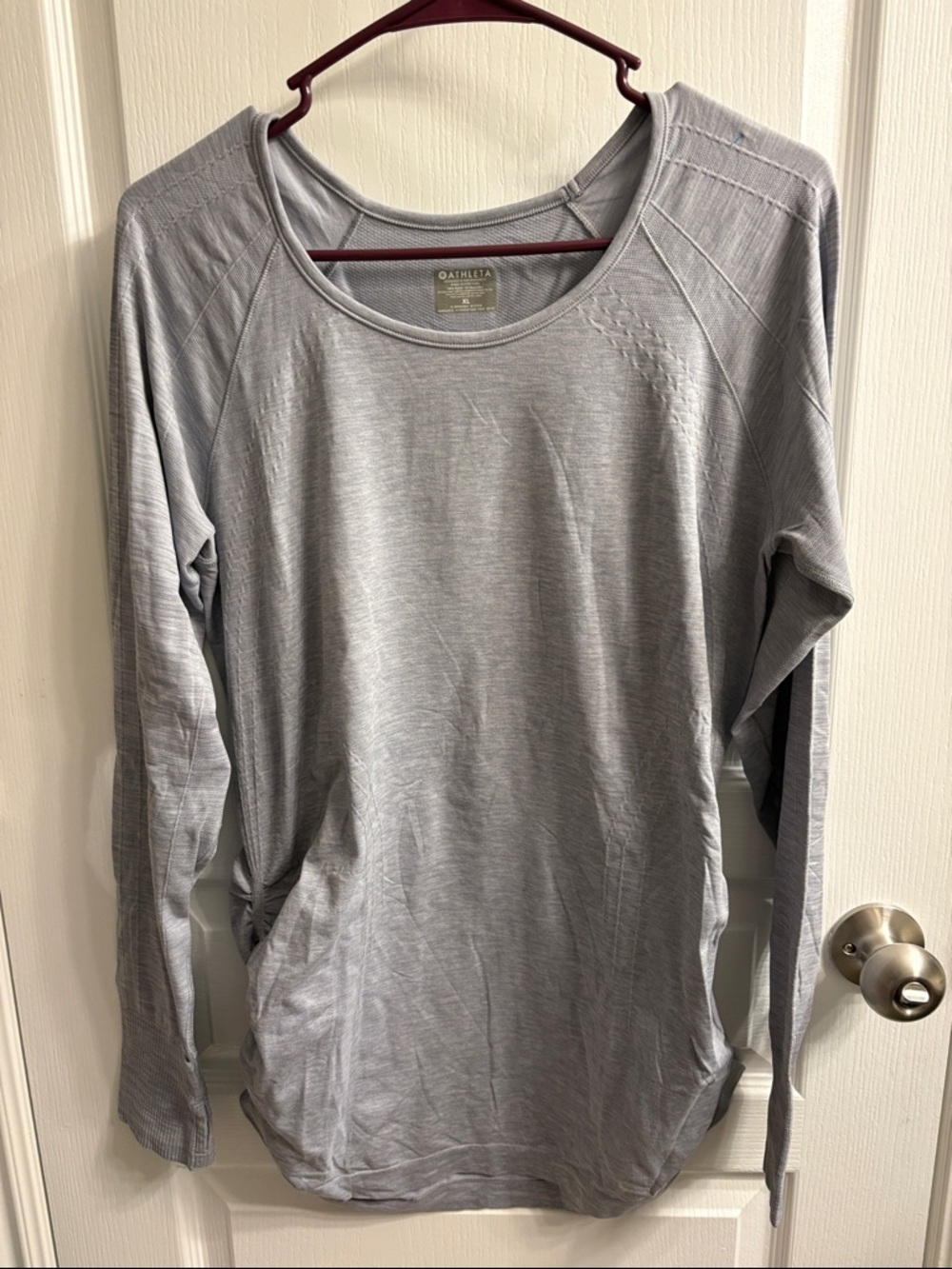 Athleta Light Grey Long Sleeve Scoop Neck Top